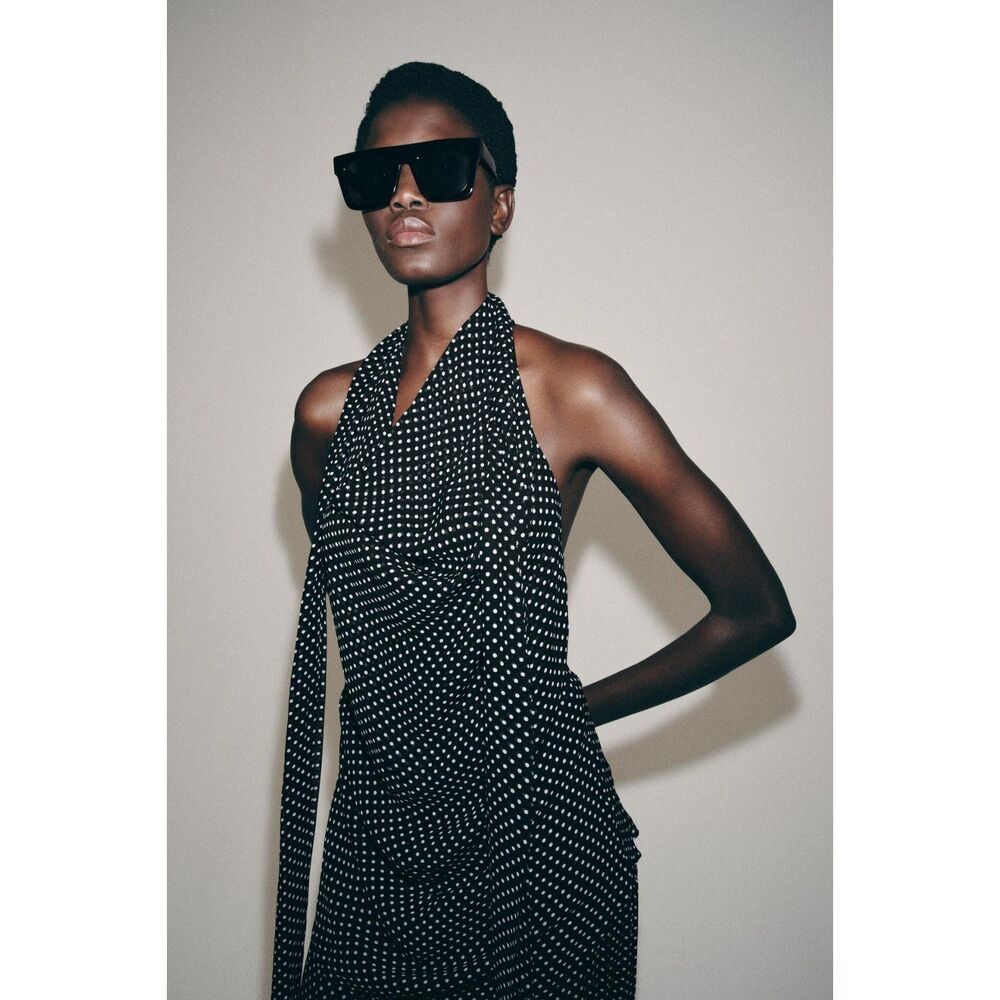 ZARA ZW Collection Polka Dot Halter Top Open Back M NWT Rare